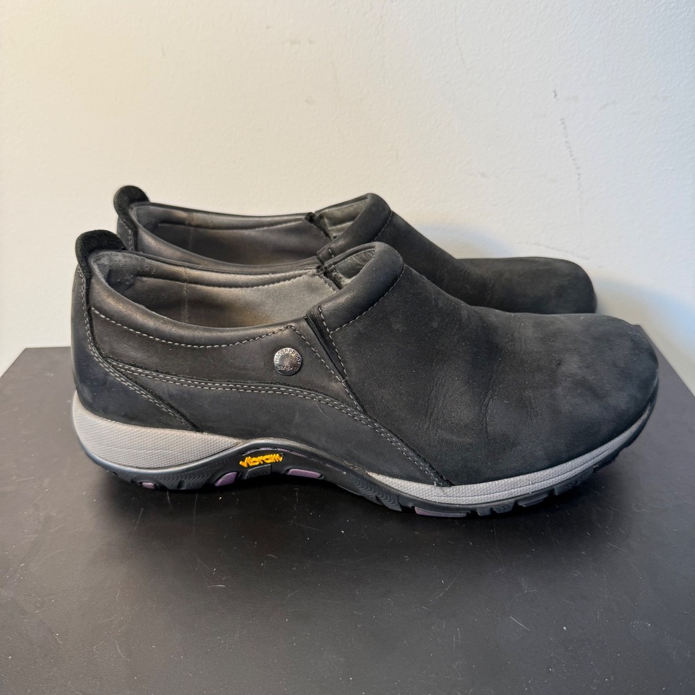 Dansko Patti Slip-On Shoes Black Nubuck Leather Vibram Womens Size 40 / 9.5‎